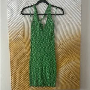 Garage Green Backless Knit Dress
